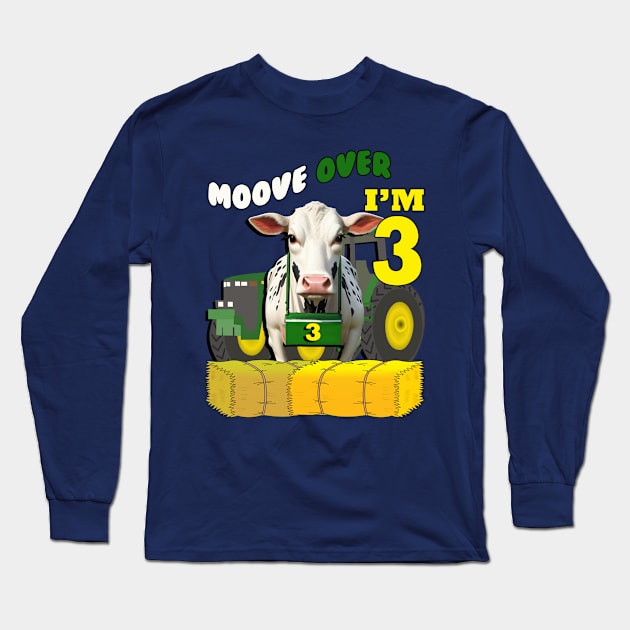 Kids Birthday 3 Year Old Farming Theme Long Sleeve T-Shirt by tamdevo1